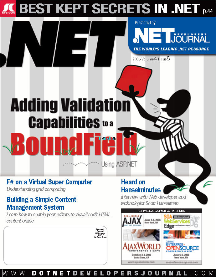 Copertina .NET Developer's Journal, maggio 2006